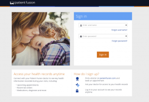 Image of Patient Fusion Logon screen.